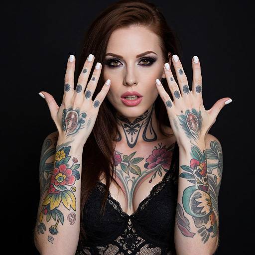 Tattooed Woman in Black Lace