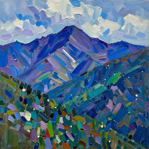Vibrant Brushstroke Mountain Landscape
