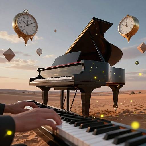 Surreal Piano Desert Dreamscape