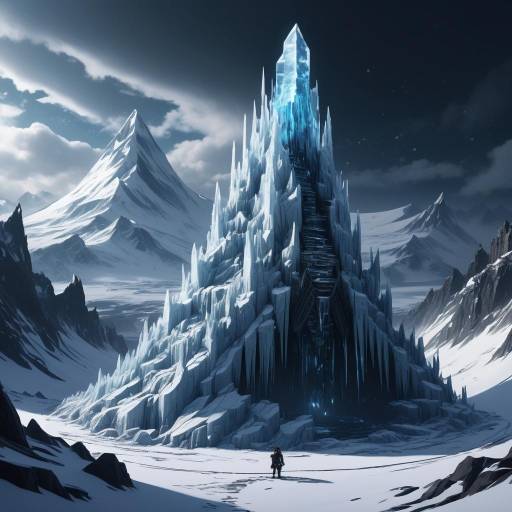 Majestic Ice Sculpture in Cyberpunk Setting Majestic Ice Sculpture in Cyberpunk Setting