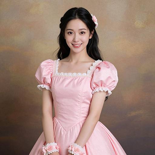 Realistic Woman in Pink Ariel Dress