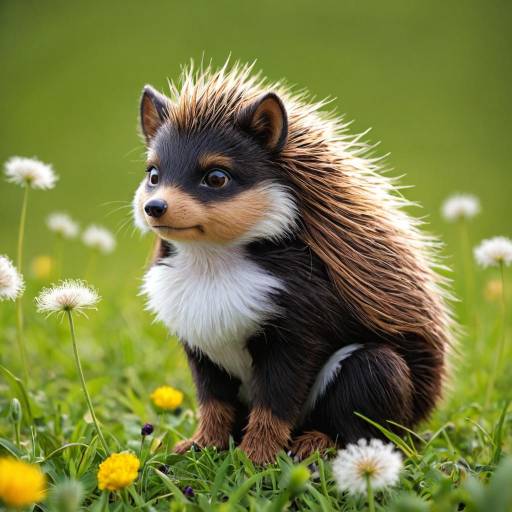 Charming Hedgehog in a Wildflower Meadow Charming Hedgehog in a Wildflower Meadow