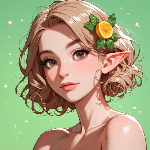 Delicate Faerie Girl in a Green Background Delicate Faerie Girl in a Green Background