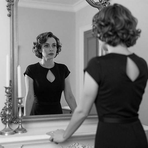 Elegant Black-and-White Reflection Portrait