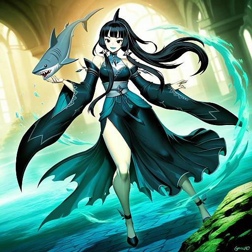 Illustration of Artemis of the blue, atelier live in the style of Genzoman