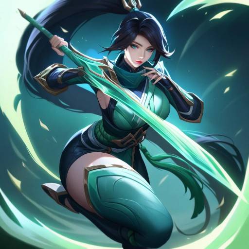 Illustration of Akali (legacy), league of legends in the style of Ogawa shou