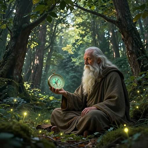 Meditative Sage in Enchanted Forest