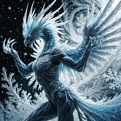 Ethereal Ice Phoenix in Frosty Fractal Form