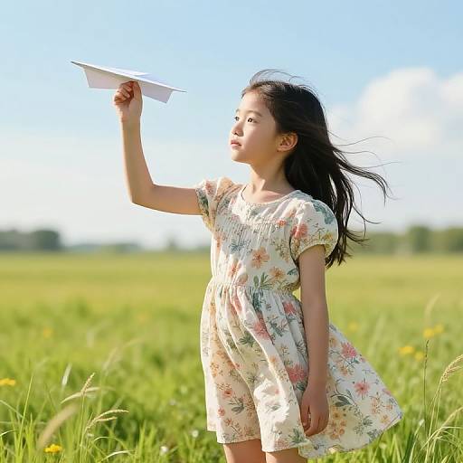 Young Girl in Sunlit Meadow