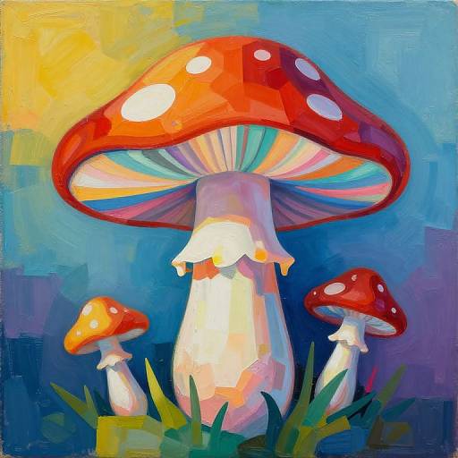 Vibrant Abstract Geometric Mushroom