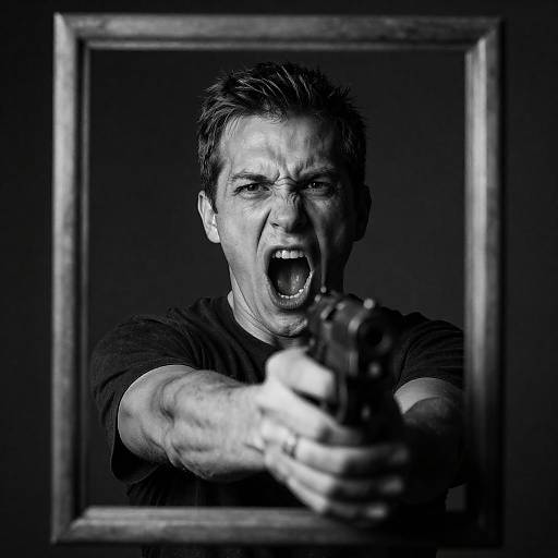 Dramatic Scream with Gun in Contrast