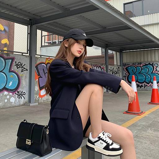 Urban Scene: Stylish Young Woman Relaxing