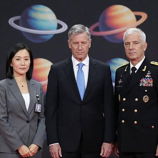 Group Portrait with Abstract Planetary Background