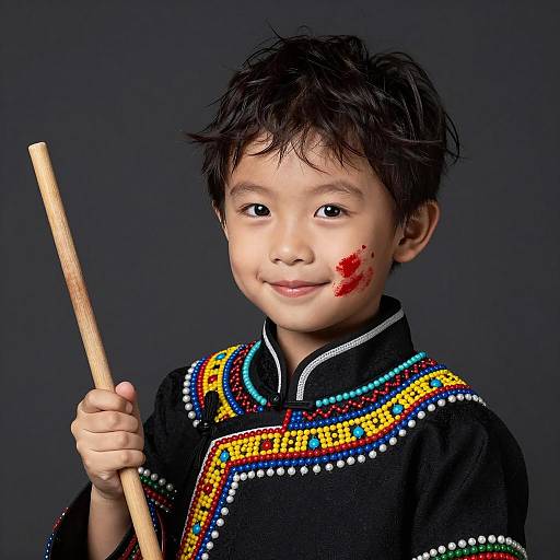 Whimsical Child with Messy Makeup