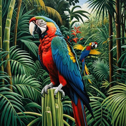 Colorful Macaw in Tropical Jungle