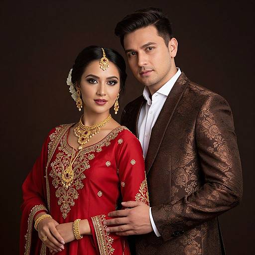 Elegantly Dressed Couple in Traditional Attire