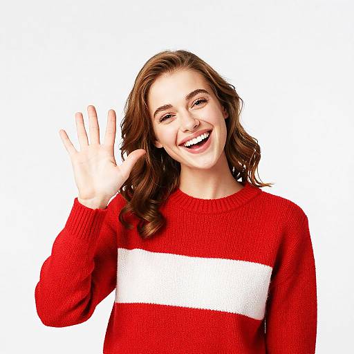 Cheerful Young Woman Waving