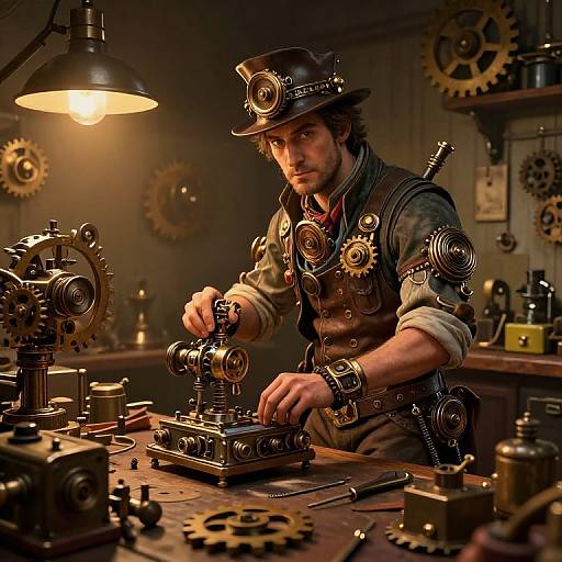 Steampunk Inventor Jahren in Workshop