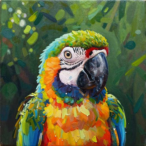 Vivid Acrylic Tropical Parrot Portrait