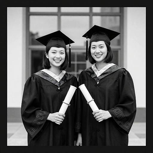 Graduation Joy in Black and White