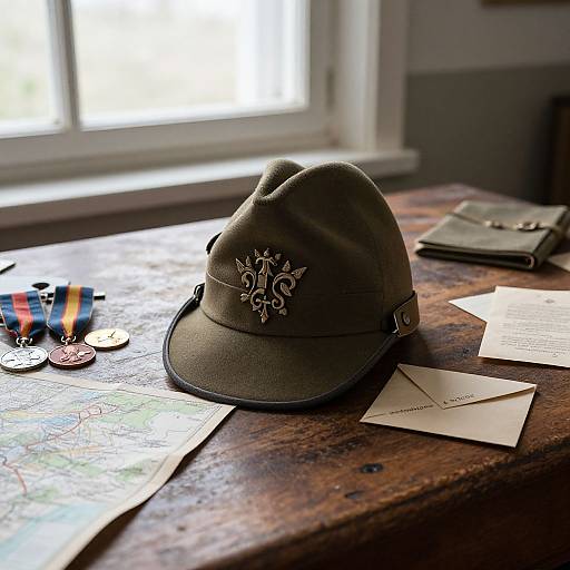 WWII German Soldier Hat Display
