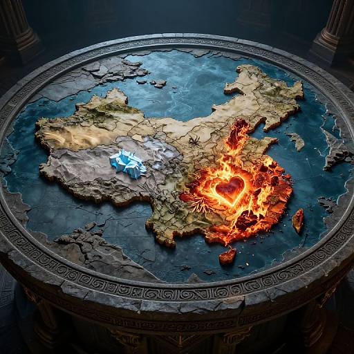 Epic Stone Table with Fantasy Map