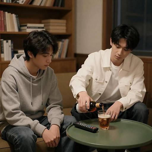 Candid Moment in a Dim Room