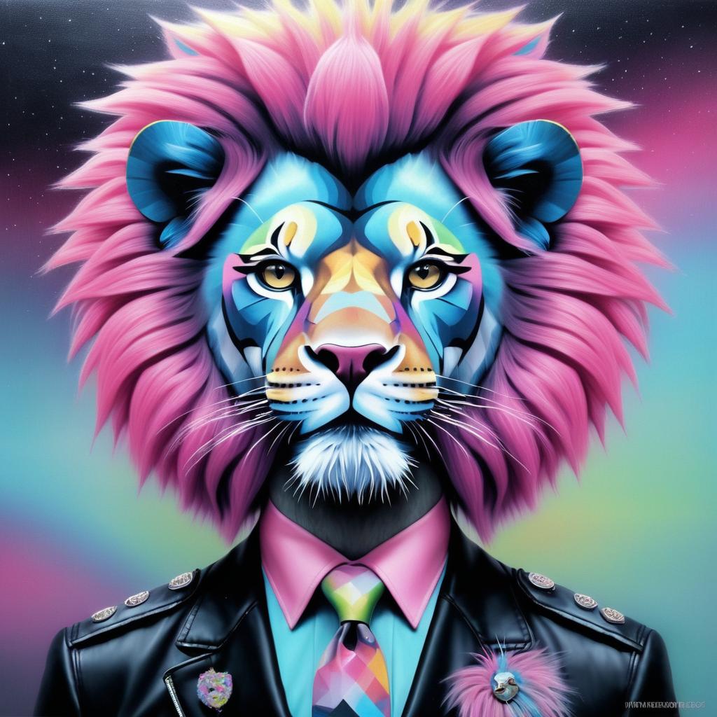 Punk Rock Lion in Pop Surrealism