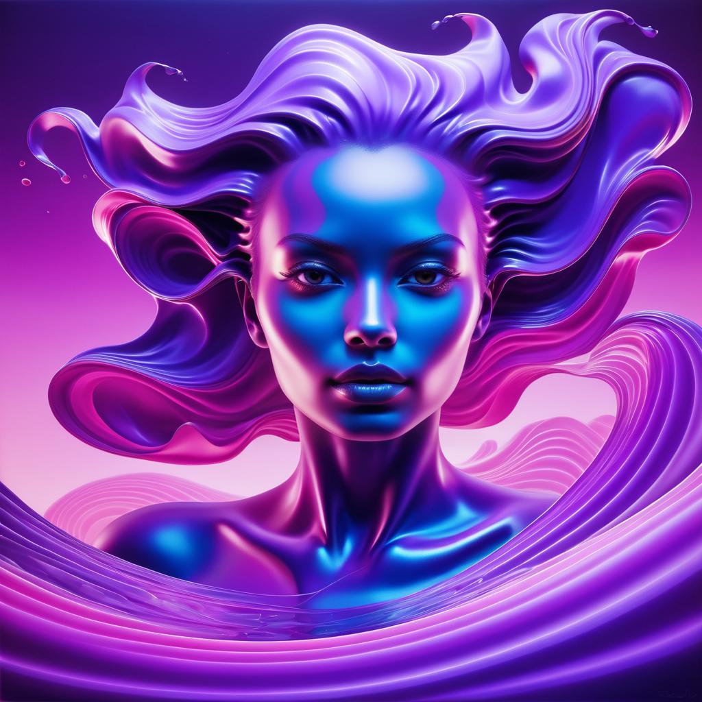 Surreal Woman with Colorful Skin Waves