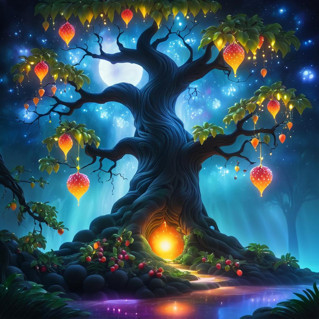 Enchanted Tree with Glowing Fruits