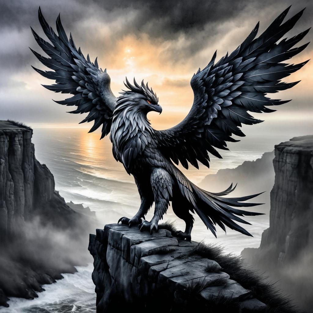 Majestic Griffin on a Dramatic Cliff