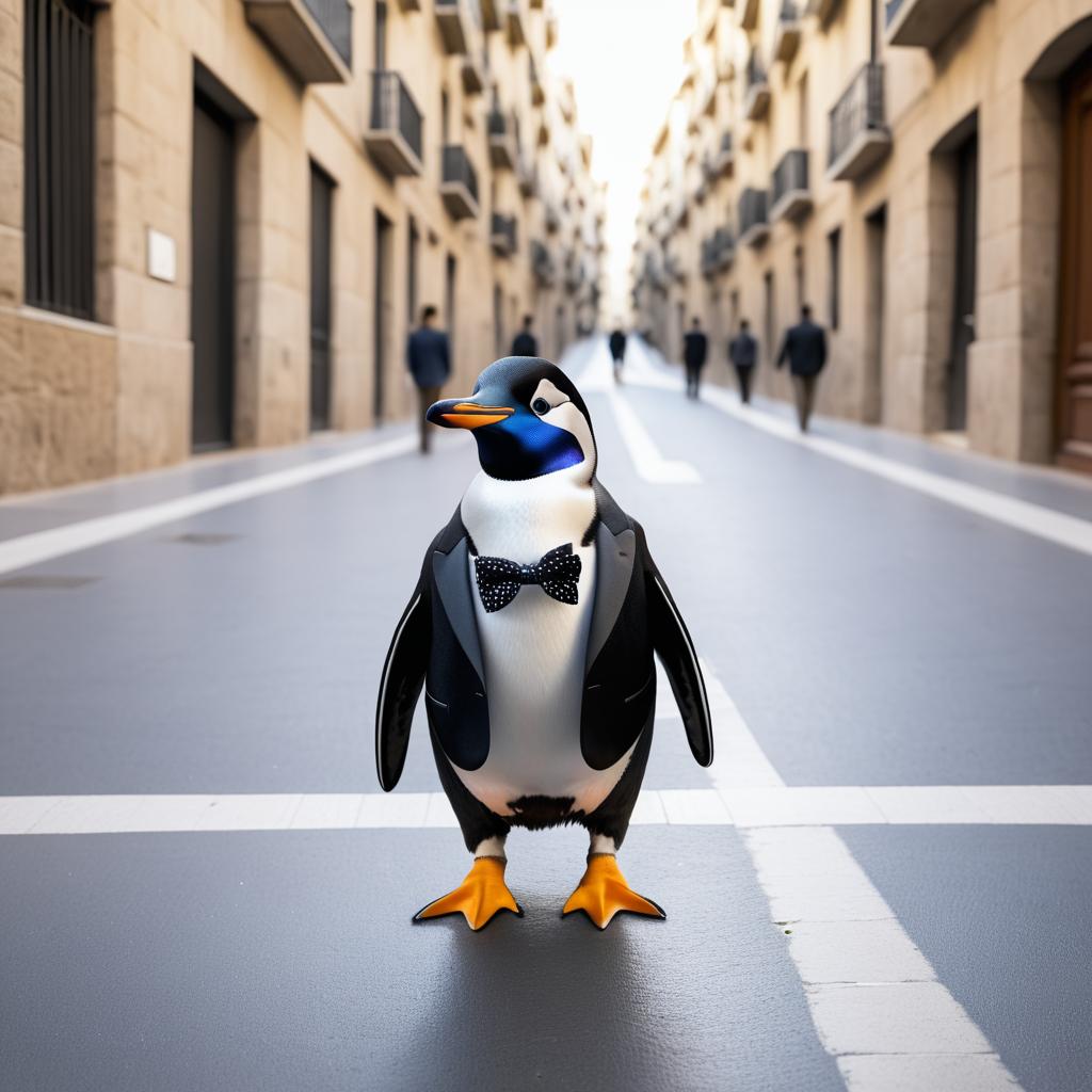 Charming Penguin in Bow Tie in Barcelona