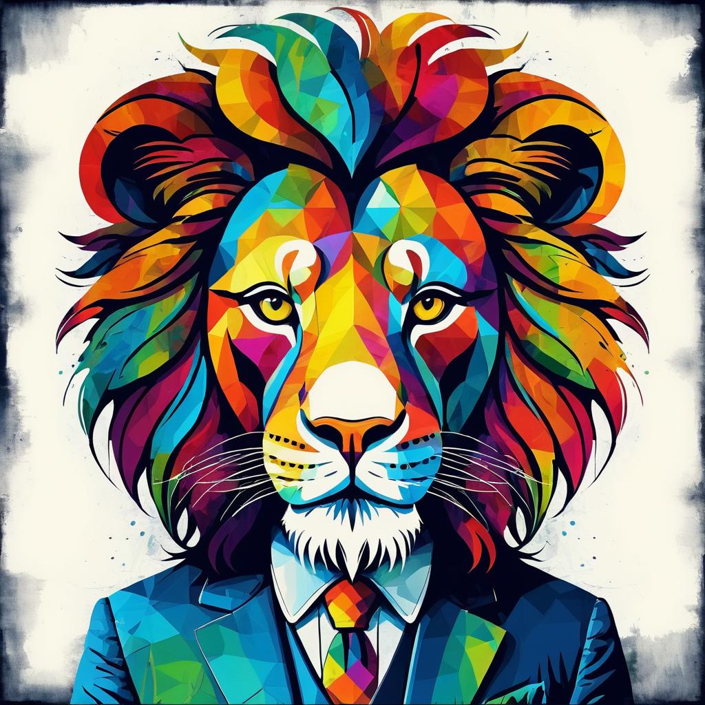 Expressive Mr. Lion in Vibrant Art Styles