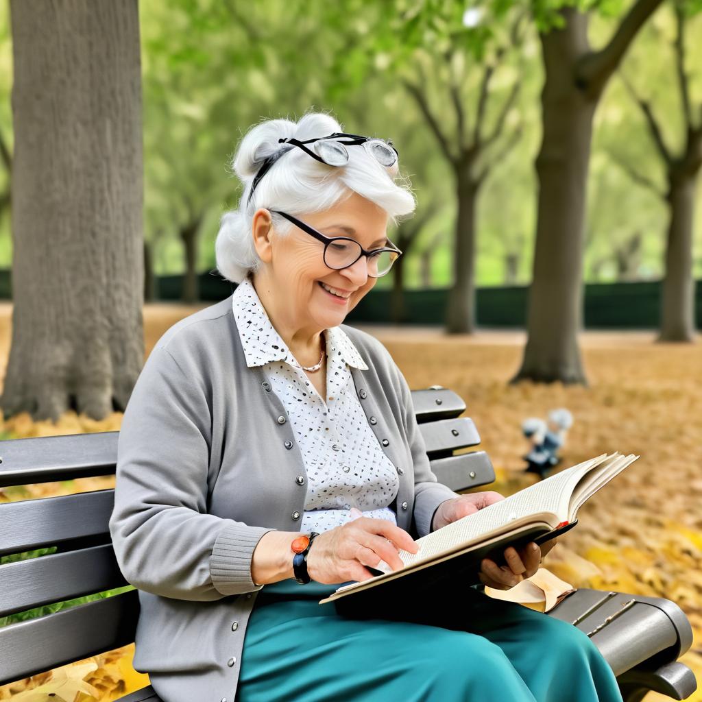 Elderly Woman Reading to Squirrels