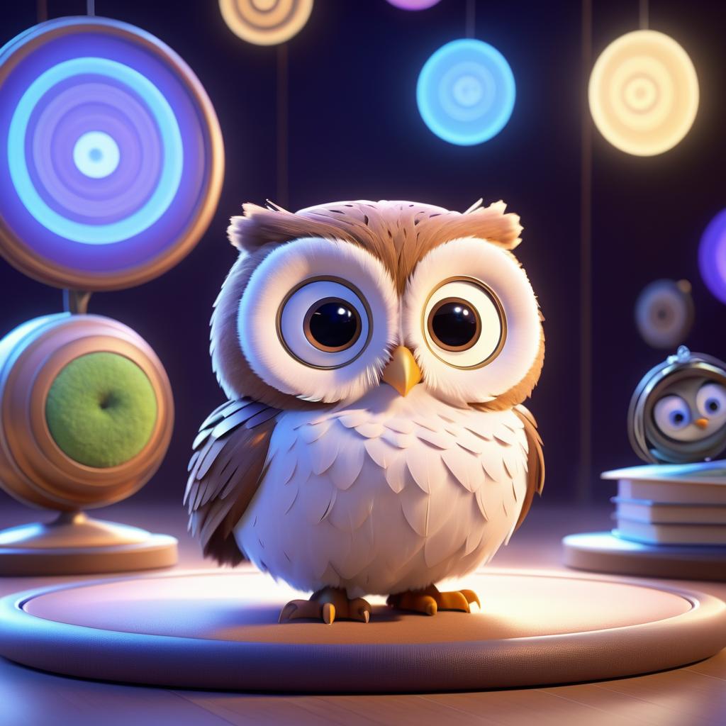 3D Pixar-Inspired Cute Wise Owl Art