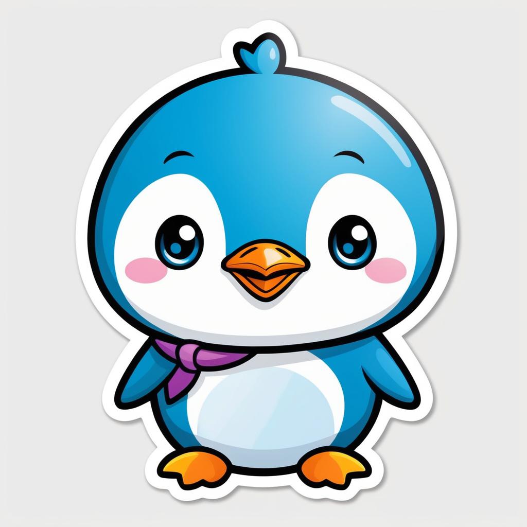 Cheerful Cartoon Penguin Sticker Design