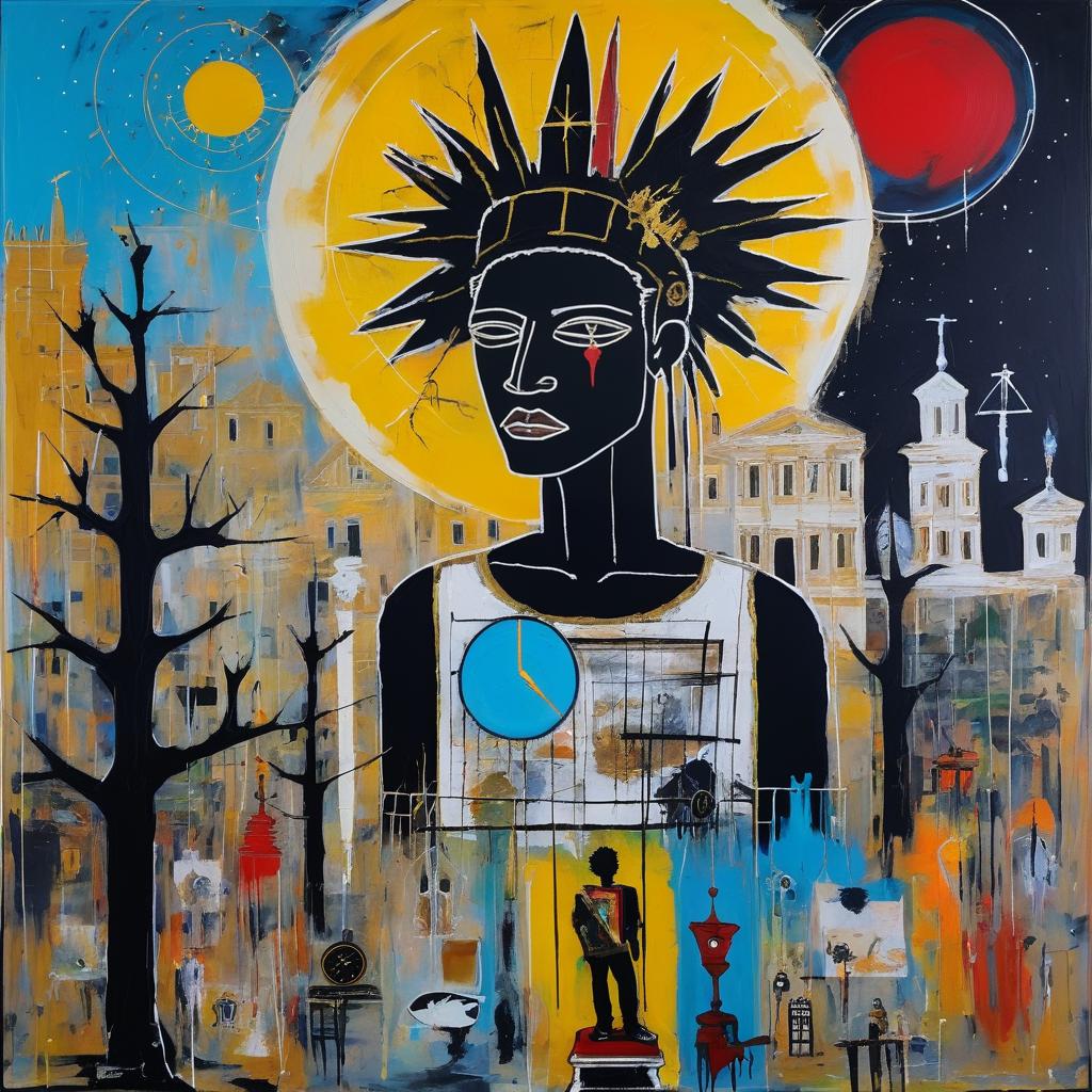 Guardian of Dreams in Basquiat Style