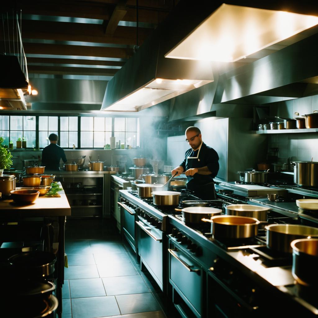 Cinematic Kitchen Scene with Chef