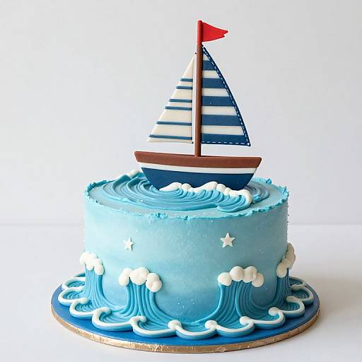 Nautical-Themed Joyful Birthday Cake