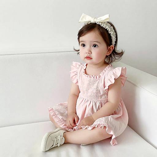 Innocent Girl in Pink Dress