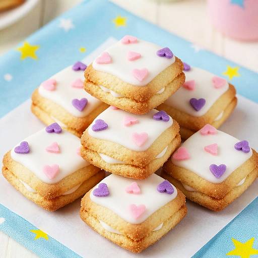 Colorful Heart-Topped Square Cookies