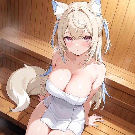 Blonde Dog Girl in Virtual Sauna