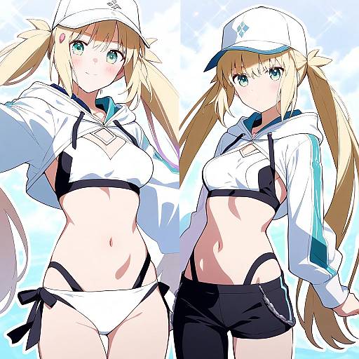 Illustration of Artoria caster (swimsuit) (first ascension) (fate), fate (series) in the style of Takatsuki ichi