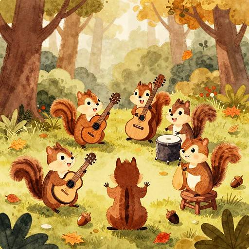 Joyful Chipmunks Playing Music
