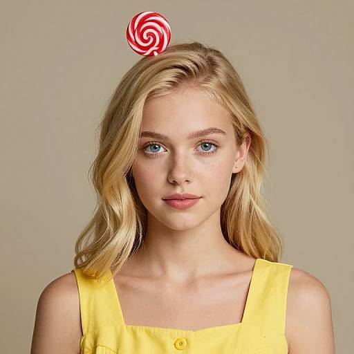 Blonde Girl with Lollipop Headwear