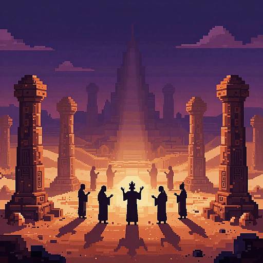 Mystical Desert Monolith Pixel Art