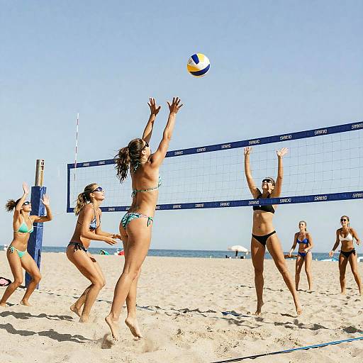 Petite Girls Playing Beach Volleyball