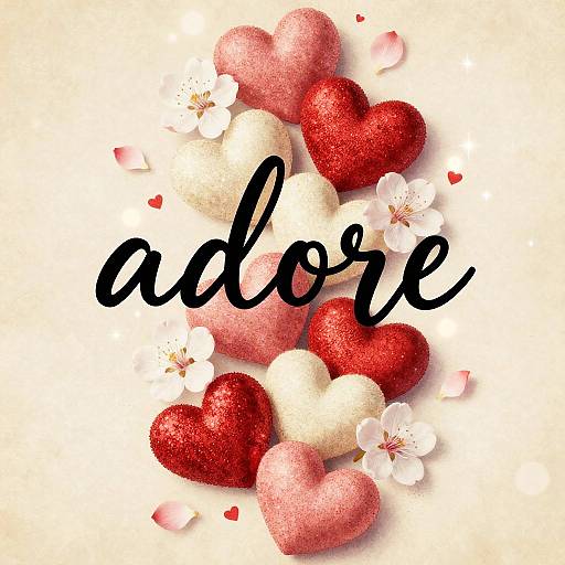 Romantic Glitter Hearts with Calligraphy