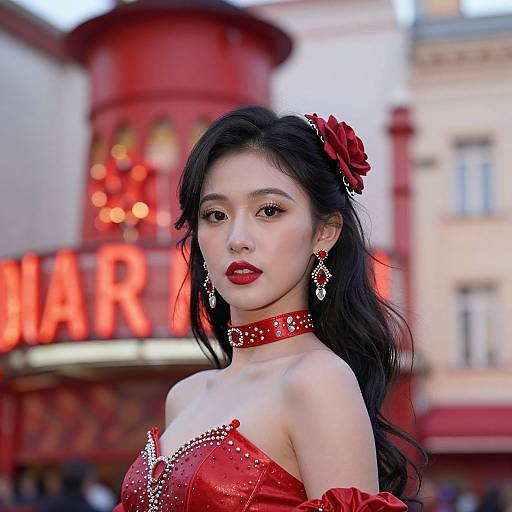 Moulin Rouge Woman in Red Costume