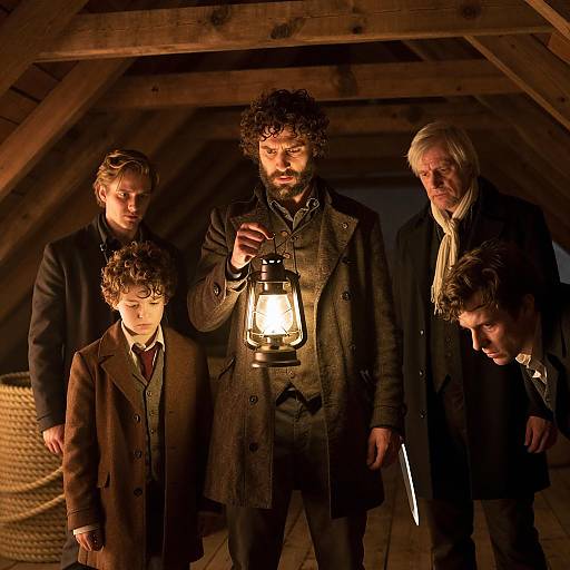 Tension in a Dimly Lit Attic Scene